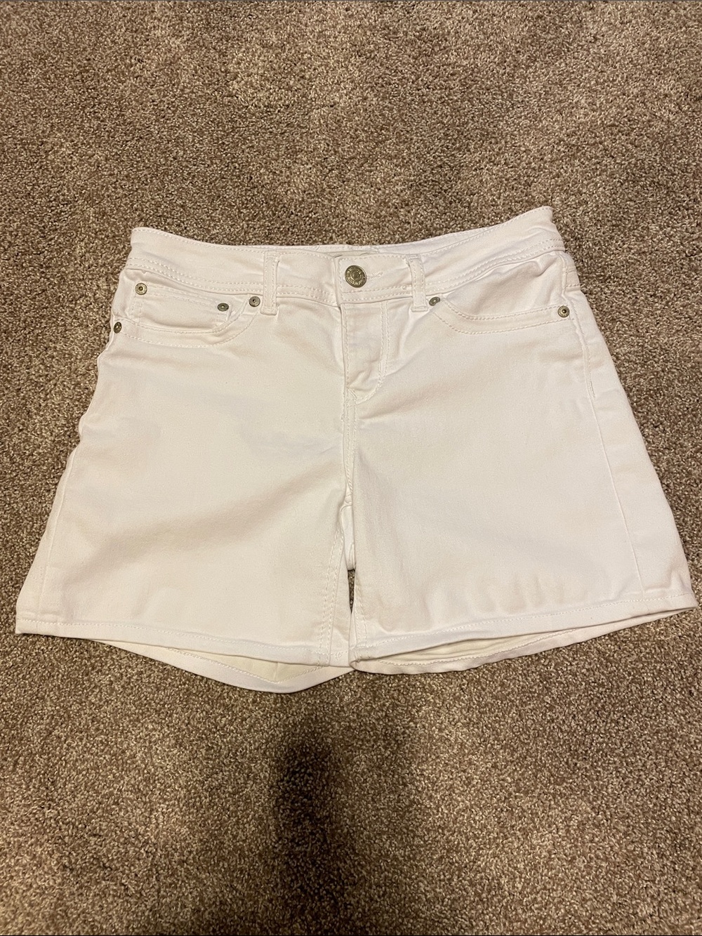 Seven7 White Denim Shorts - High-Rise Five-Pocket